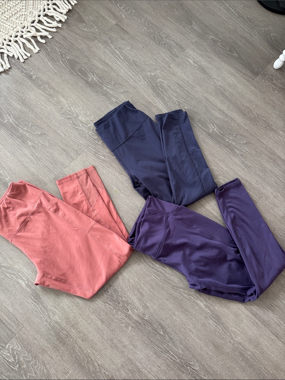 Apana Coral, Navy & Purple High-Waist Leggings Trio